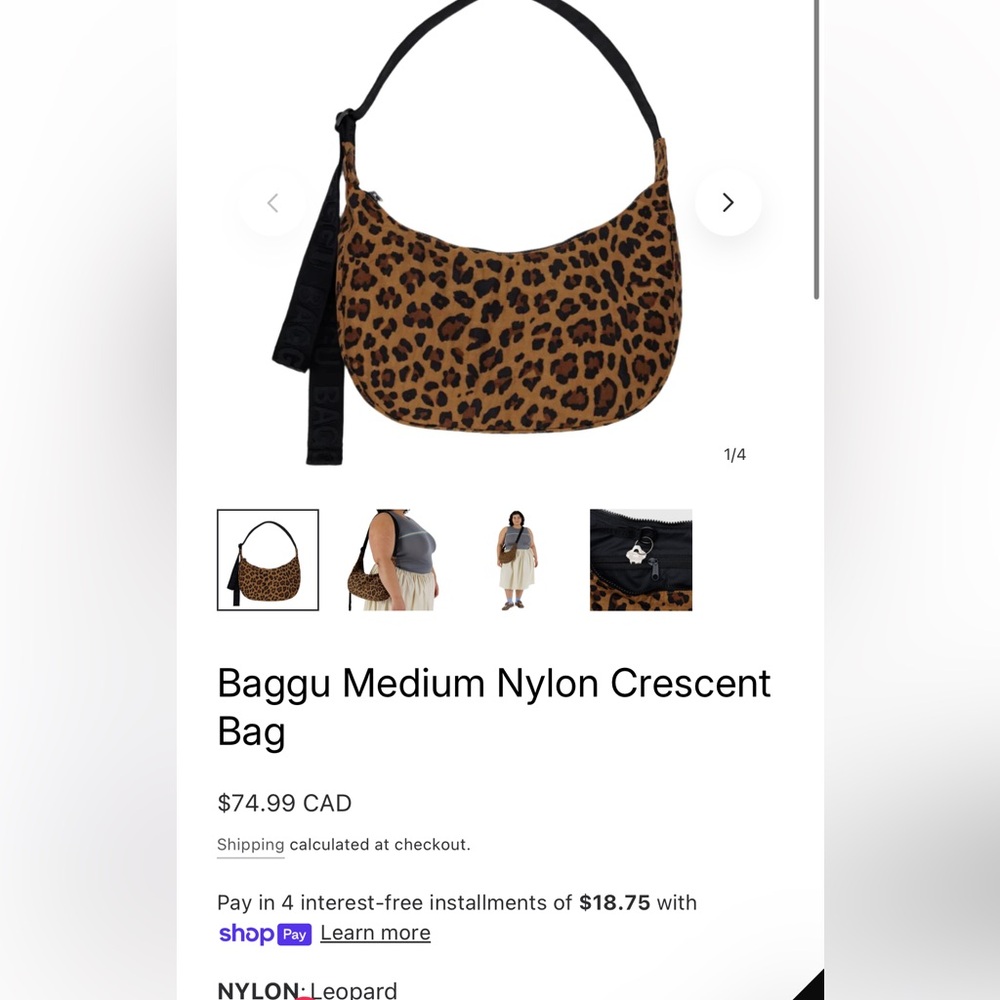 Baggu Leopard Print Medium Crescent Bag